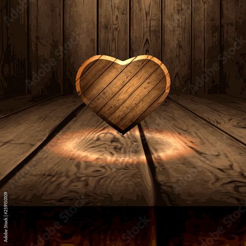 Wooden whetstone in the form of heart.