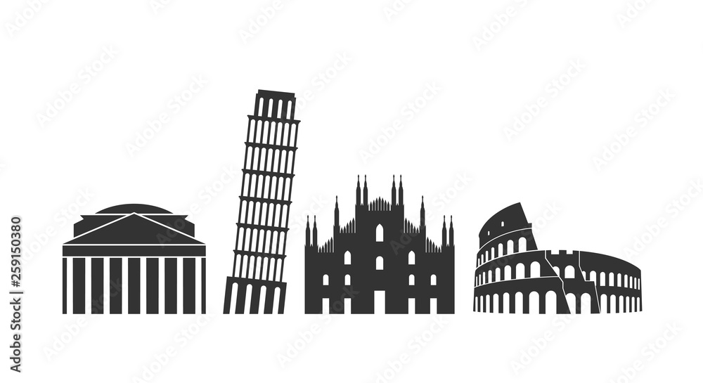 Obraz premium Italy logo. Isolated Italian architecture on white background