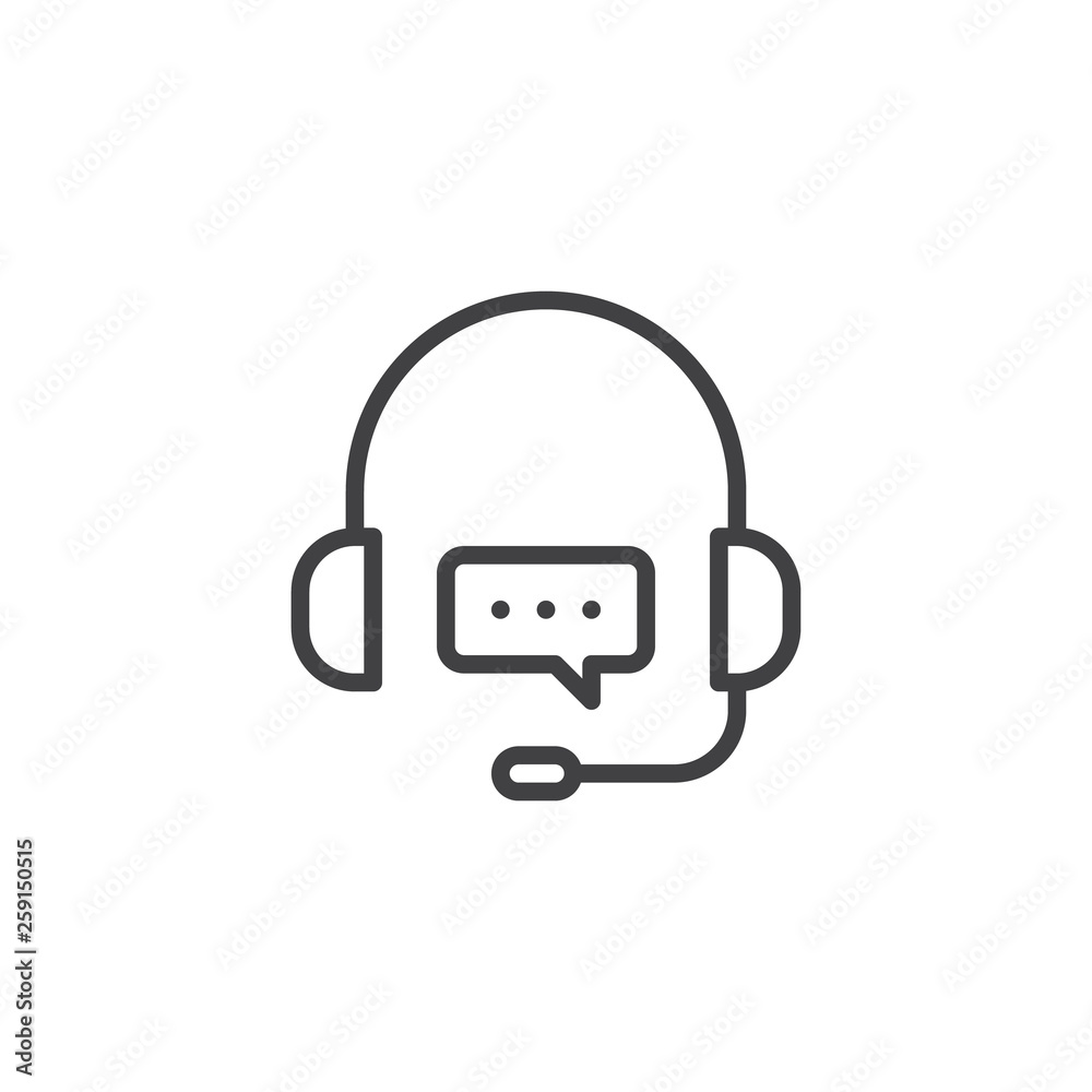 Support Customer Service chat line icon. linear style sign for mobile concept and web design. Headset Speech Bubble outline vector icon. Symbol, logo illustration. Pixel perfect vector graphics Support Customer Service chat line icon. linear style sign for mobile concept and web design. Headset Speech Bubble outline vector icon. Symbol, logo illustration. Pixel perfect vector graphics