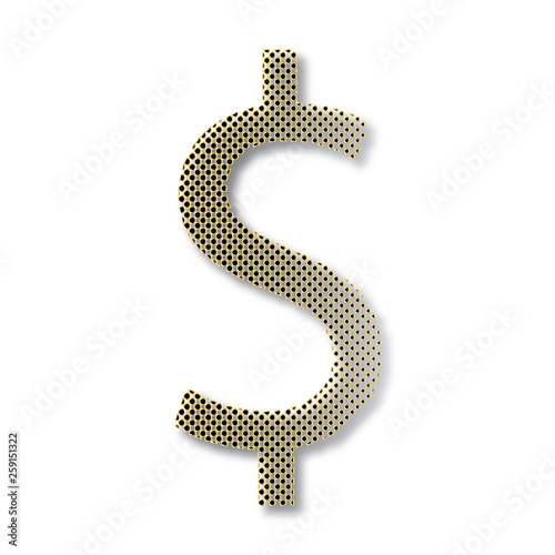 Dollar, bucks icon or money. Money, dollar icon with dots and shadow.