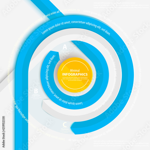 Blue circle ribbon for info graphics.