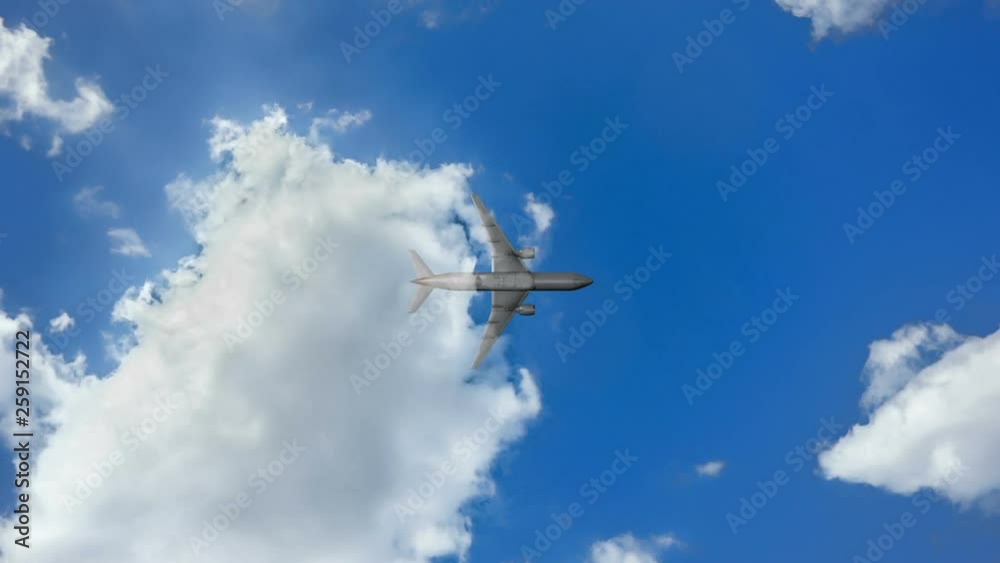 cinemagraph, Airplane fly by sunny day blue sky. loop video, Time-lapse cinemagraph, Airplane fly by sunny day blue sky. loop video, Time-lapse
