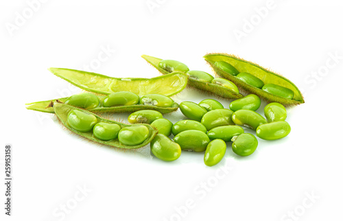 close up fresh soy bean isolated on white background