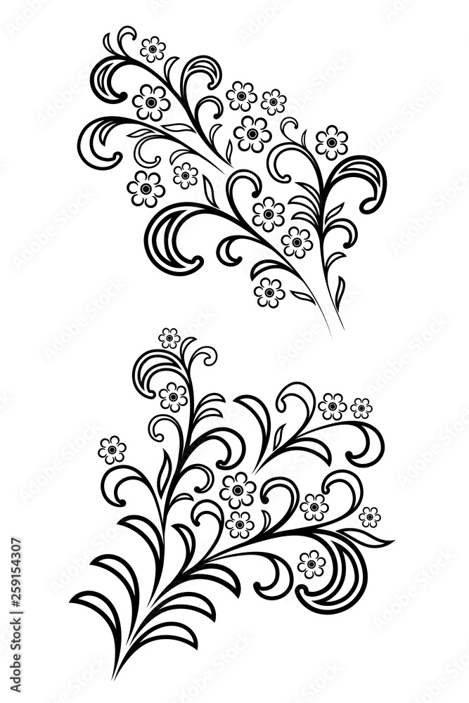 Black and white vectore curl florish vignette Black and white vectore curl florish vignette