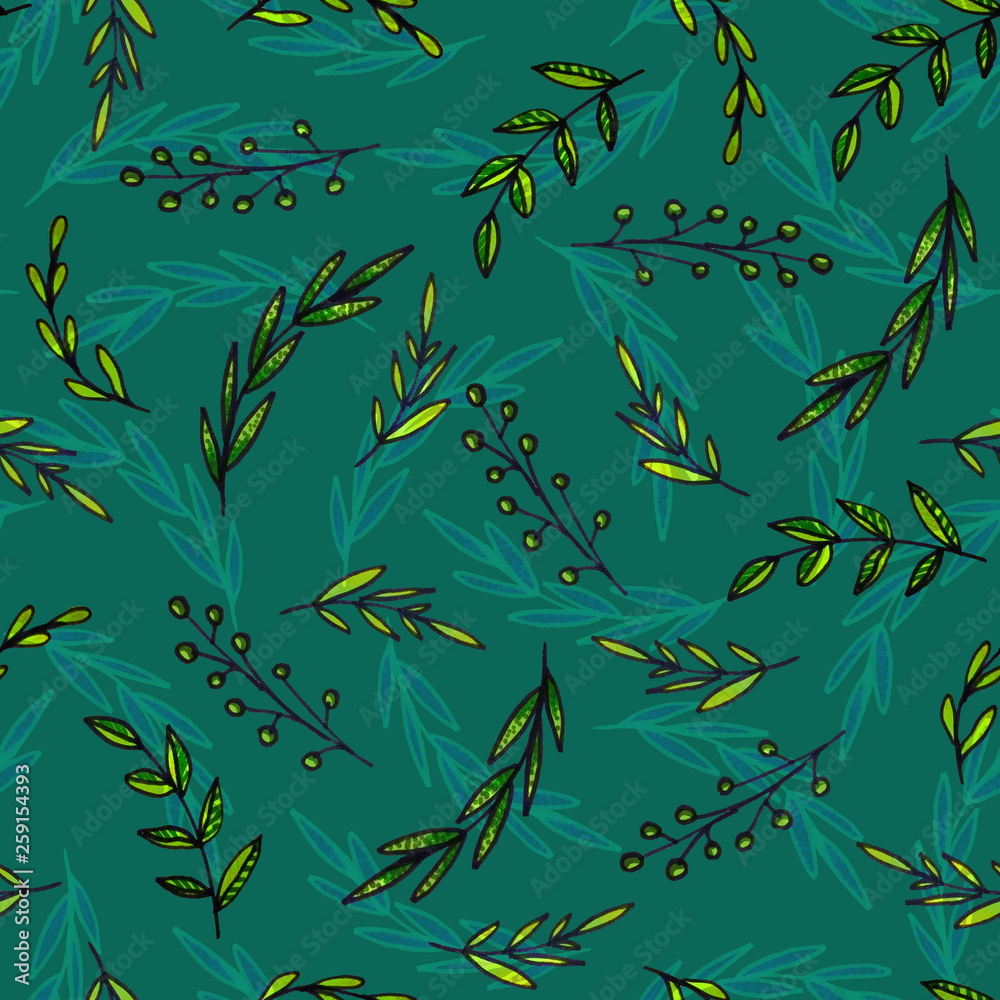 Seamless pattern of leaves. Print for fabric and other surfaces.