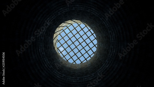 Inside the closed well. Upper grating.