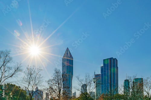 Canvas Print People Square Skyscraper Scene, Shanghai, China