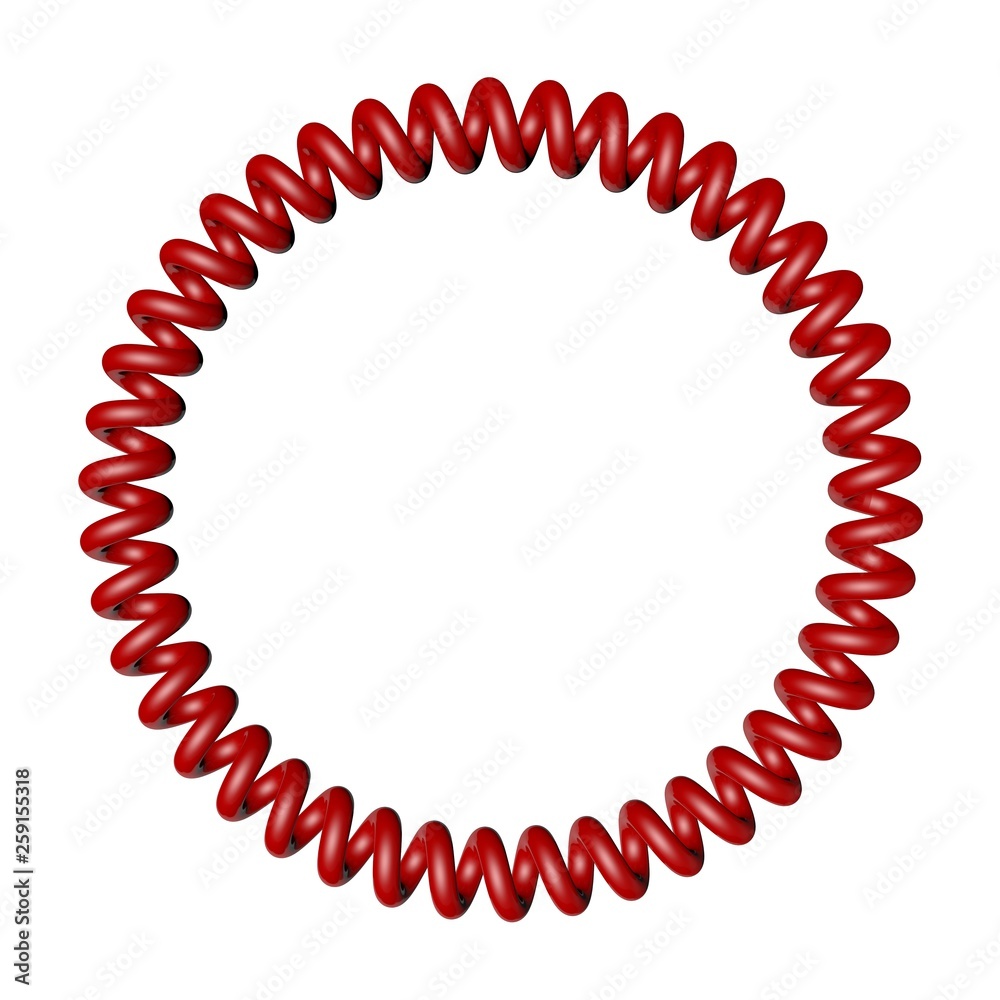 Obraz premium Ring of spiral telephone cable. Isolated on white background. 3D rendering.