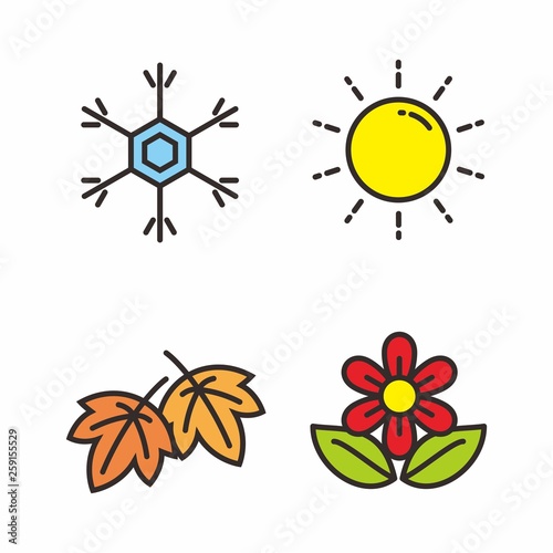Set of four season vector illustration. Season icon 
