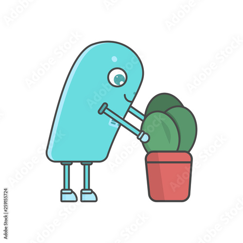 smart robot and plant  - RPA scene. 