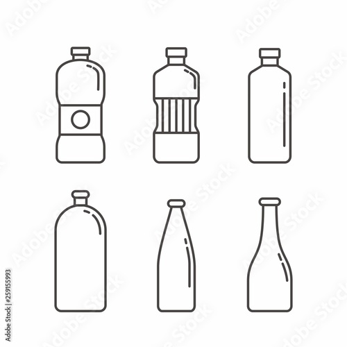 Set of bottle icon line design. Bottle vector illustration 