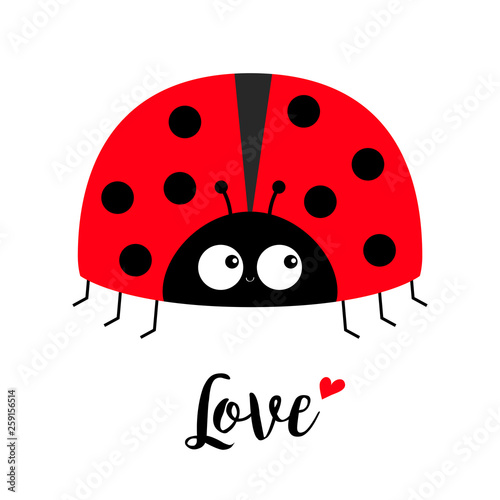 Red lady bug ladybird icon. Love greeting card with heart. Cute cartoon kawaii funny baby character. Happy Valentines Day. Flat design. White background.