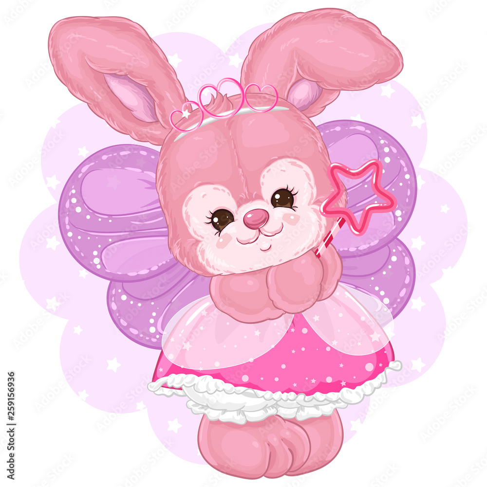 Cute bunny princess in fairy costume. Children's character. Cute bunny princess in fairy costume. Children's character.