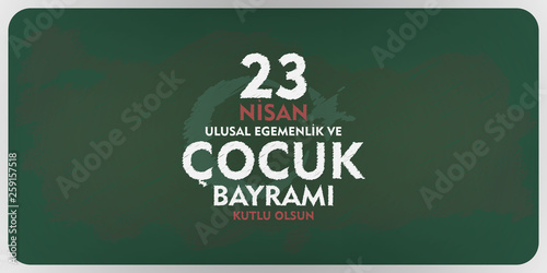 23 April, National Sovereignty and Children’s Day (23 nisan ulusal egemenlik ve cocuk bayrami) vector illustration. 