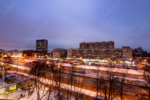 New residential areas of Moscow with multi-ethane houses in winter