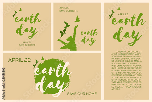 Obraz na płótnie Set of earth day templates. w salonie
