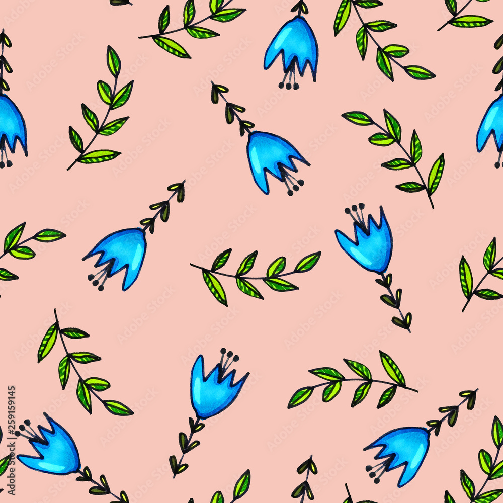 Seamless pattern of flowers. Print for fabric and other surfaces. Seamless pattern of flowers. Print for fabric and other surfaces.
