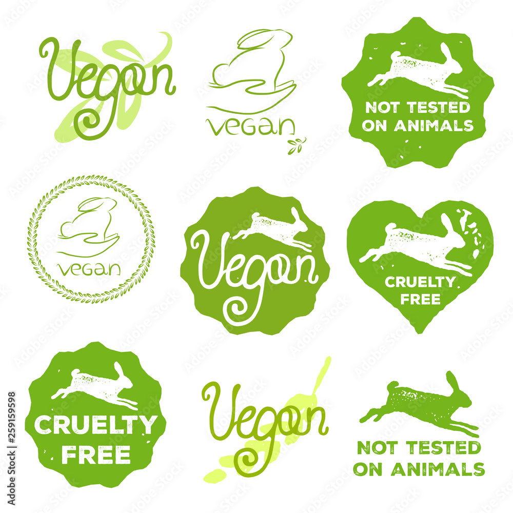 Vector vegan logo set