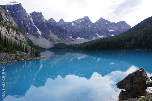 Moraine Lake is glacially fed lake in Banff national park in west Canada