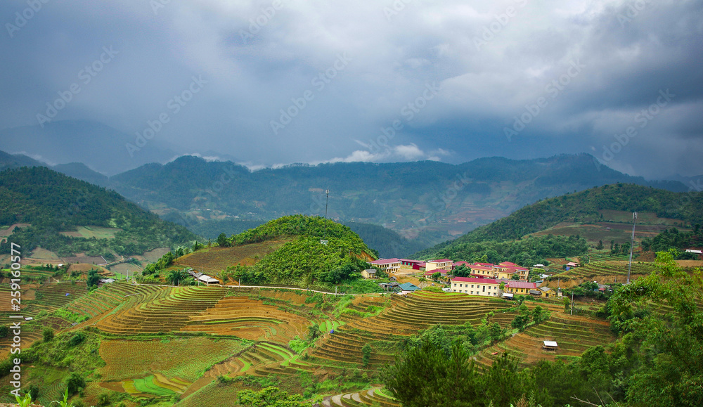 small schools alocated between Mu Cang Chai mountain forest and terraced fields Yen Bai