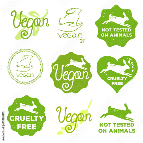 Obraz na płótnie Vector vegan logo set w salonie