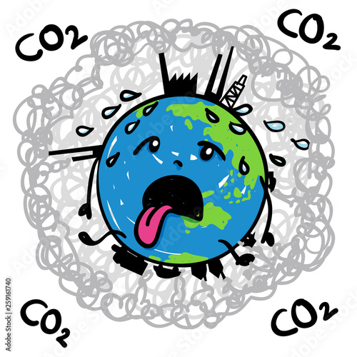 Erde leidet unter Klimawandel -CO2-Ausstoss 