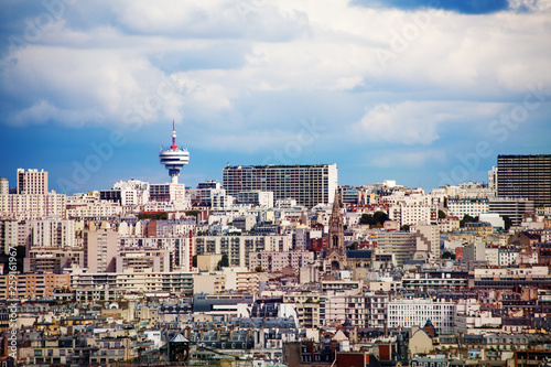 Cityscape view of Paris towards Romainville tower