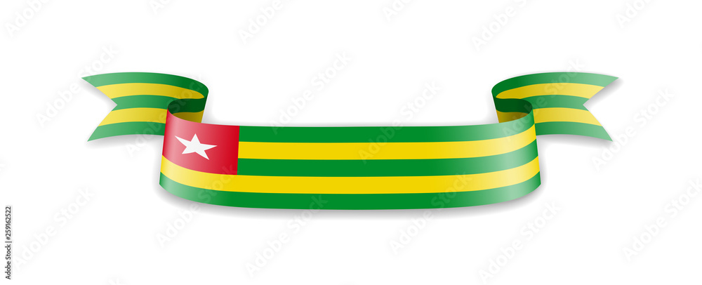 Togo flag in the form of wave ribbon. Togo flag in the form of wave ribbon.
