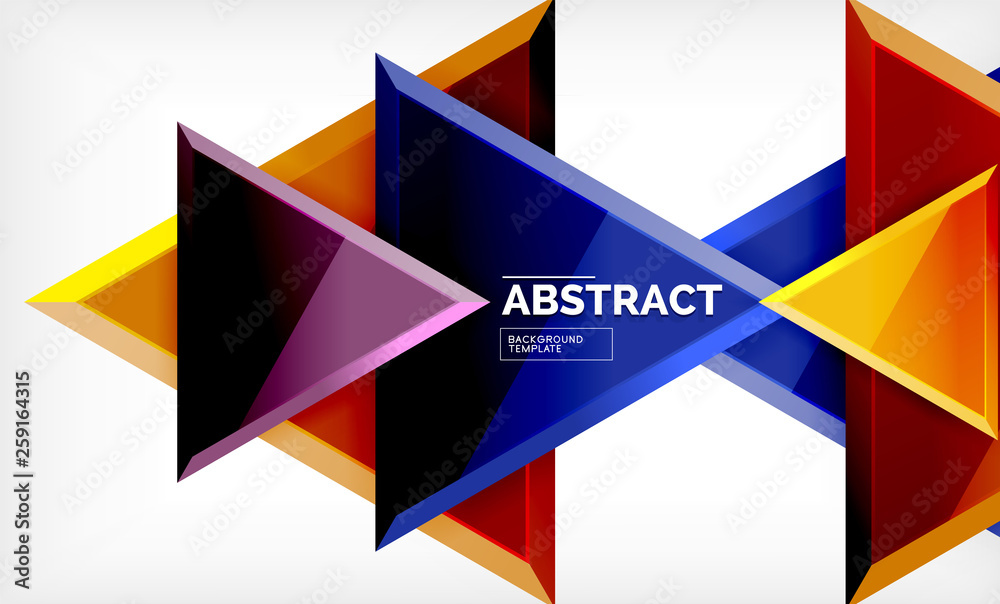Flying triangles compostion geometric background