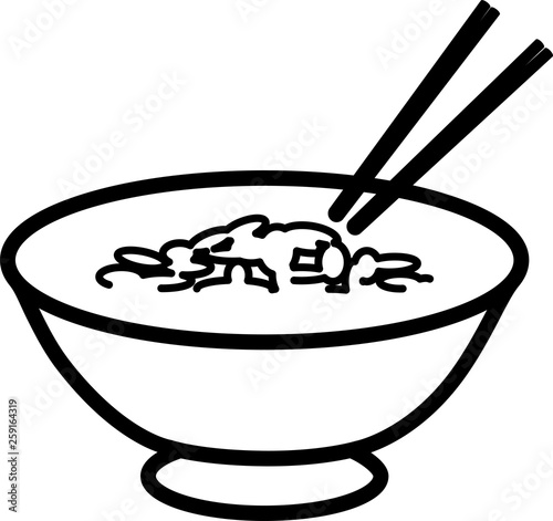 Icon plates of rice and chopsticks