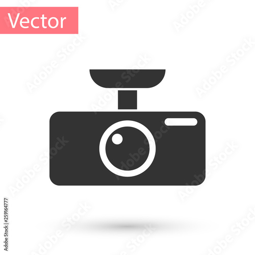 Grey Car DVR icon isolated on white background. Car digital video recorder icon. Vector Illustration