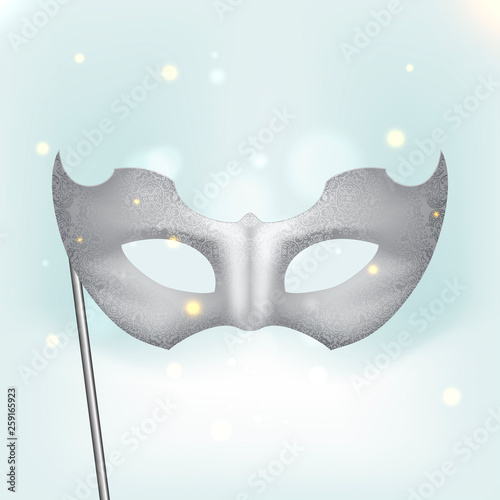 Silver carnival mask with feathers.