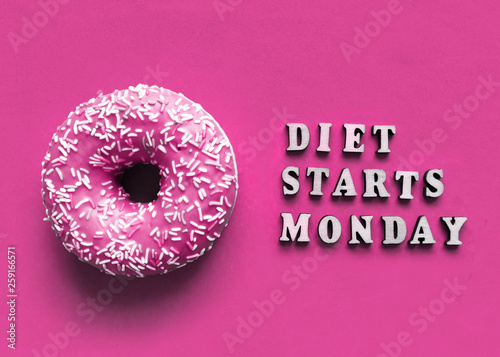 Donut with sprinkles and text "Diet starts monday"