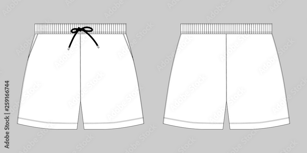 Technical sketch sport shorts pants design template. - obrazy, fototapety, plakaty 