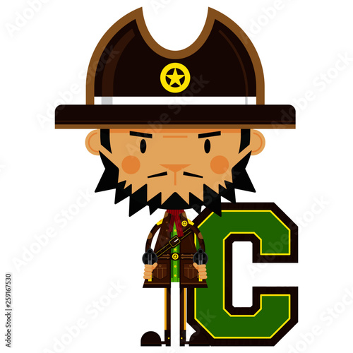 Wild West C is for Cowboy Alphabet Learning Illustration