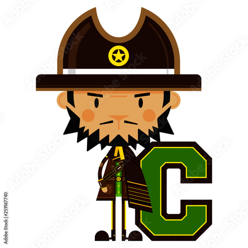 Wild West C is for Cowboy Alphabet Learning Illustration