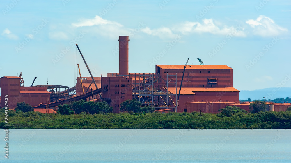 Bauxite industrial complex on the coast at Guinea, West Africa.