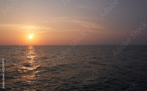 View of the sunset city from the pier in Pattaya