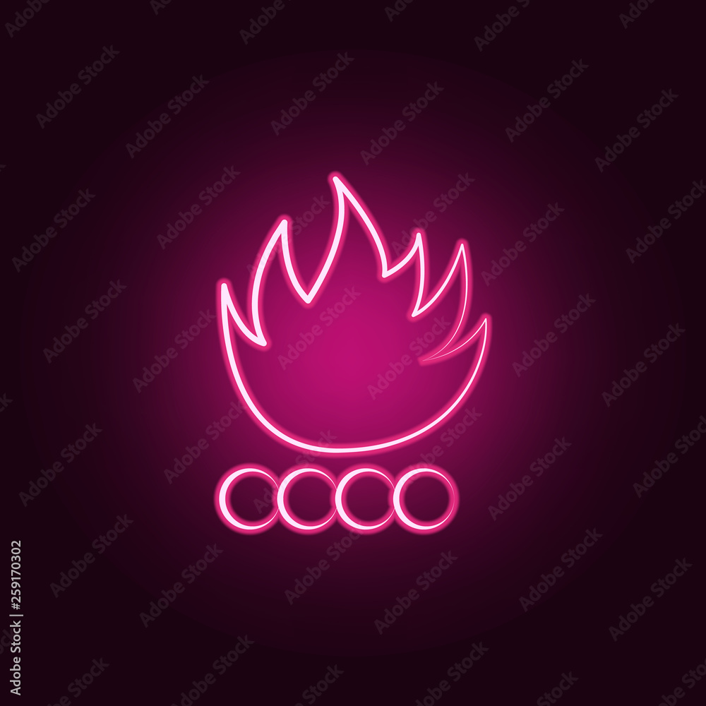 bonfire neon icon. Elements of travel set. Simple icon for websites, web design, mobile app, info graphics bonfire neon icon. Elements of travel set. Simple icon for websites, web design, mobile app, info graphics