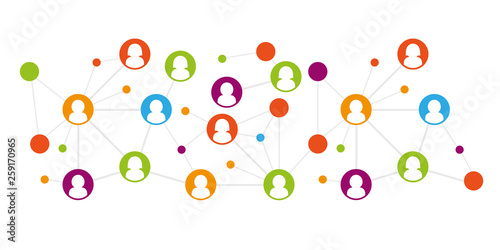 Team in social network working concept. Human model connection vector illustration.
