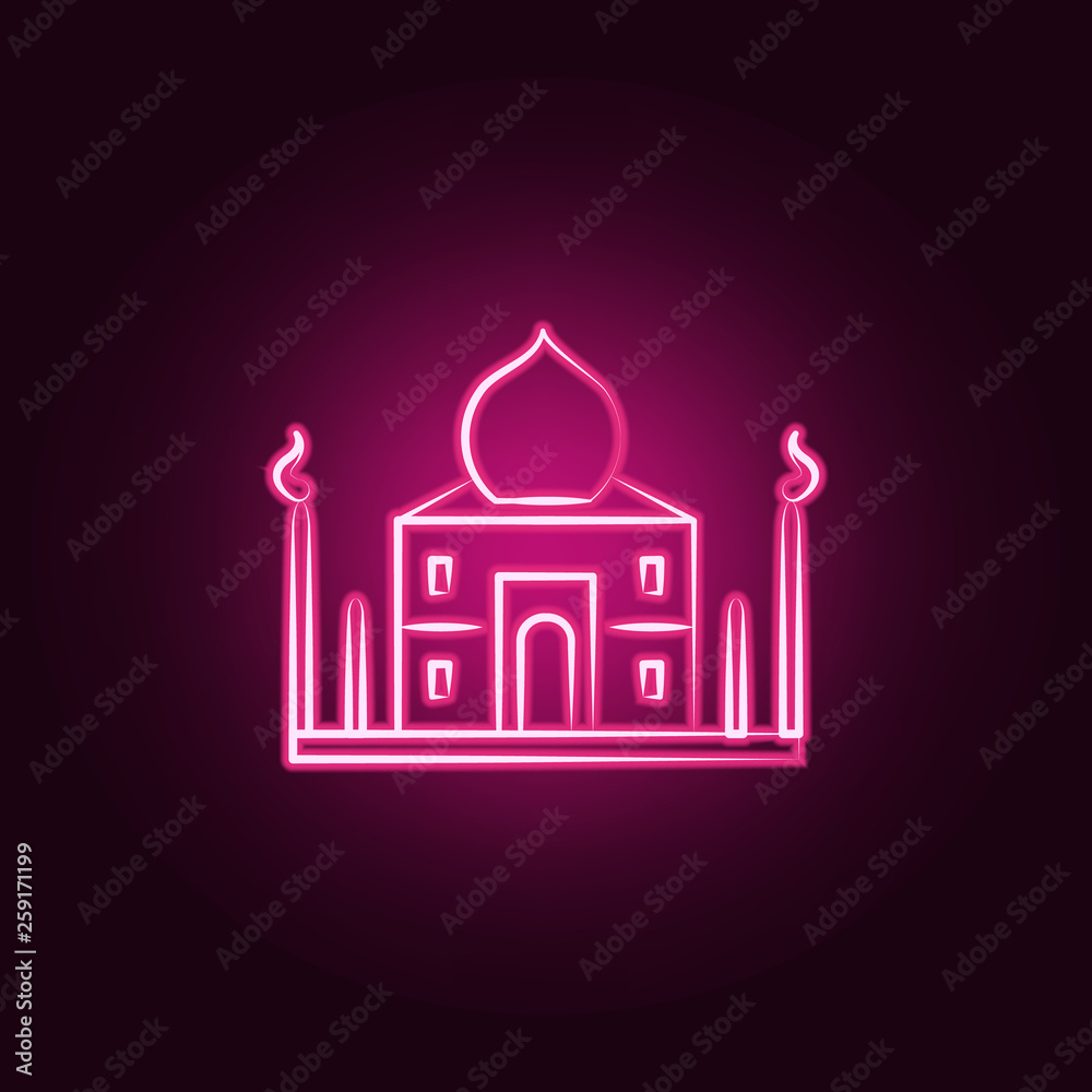India neon icon. Elements of travel set. Simple icon for websites, web design, mobile app, info graphics
