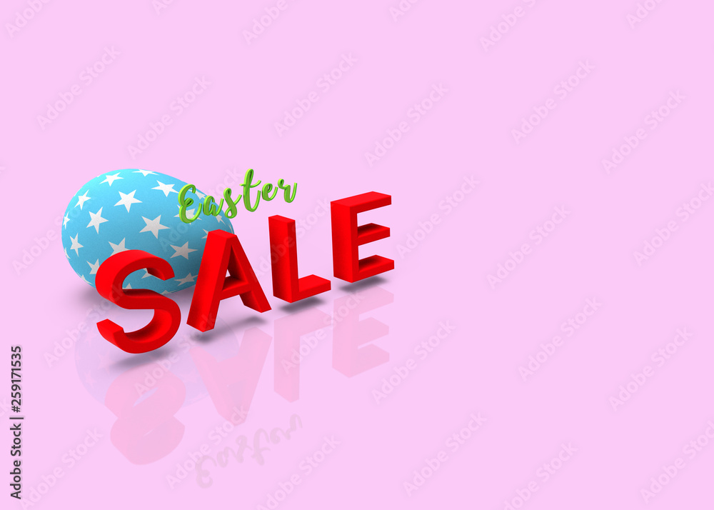 Easter sale, pattern easter egg, 3D rendering
