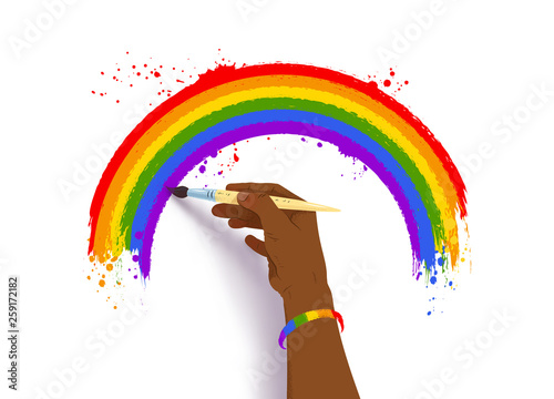 American hand drawing rainbow