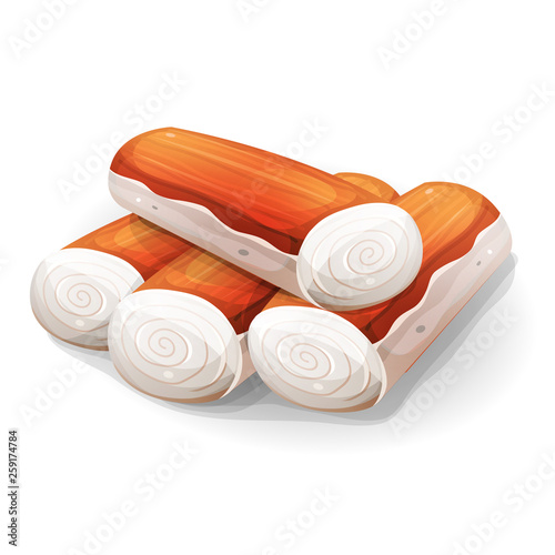 Surimi Or Crab Stick/ Illustration of a cartoon surimi stick made of seafood ingredients