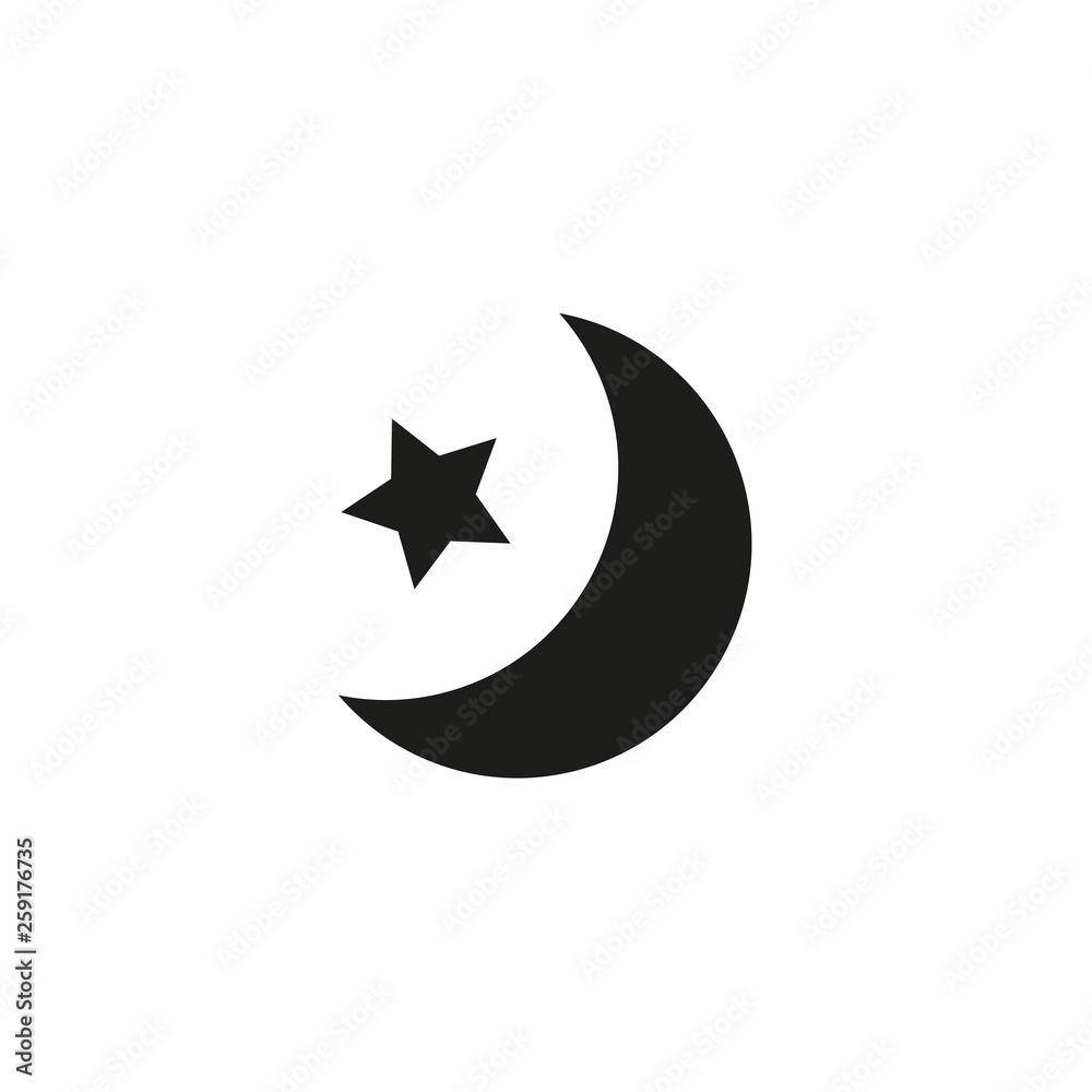 Star and crescent - symbol of Islam flat icon for apps and websites Star and crescent - symbol of Islam flat icon for apps and websites