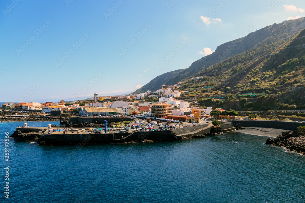 Canary Islands, Spain,Coast Of Tenerife Near Punto Teno Lighthouse, steep cliffs Teno mountain range