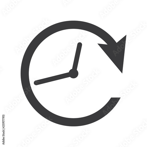 Clockwise rotation icon arrow and time. Clock icon vector eps10.