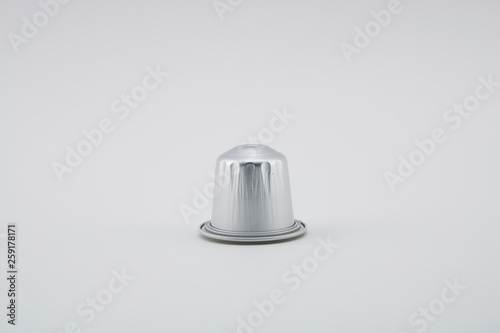 Espresso coffee capsule or coffee pod on white background. Isolated.