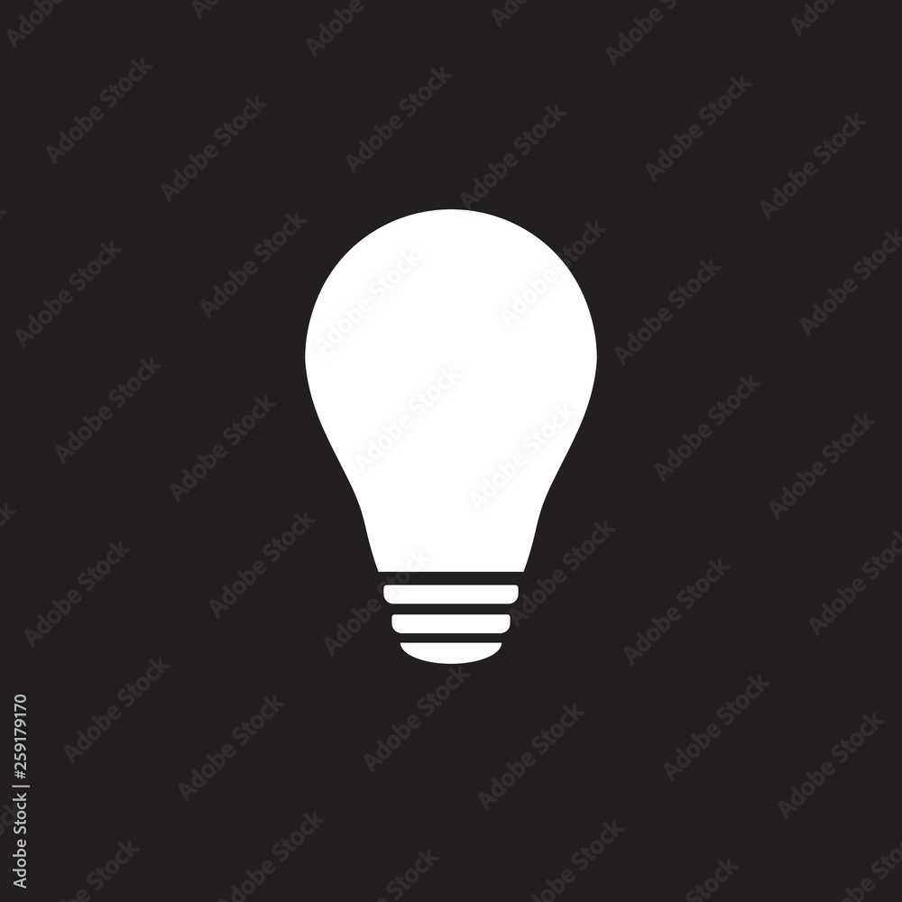 Light Bulb silhouette icon vector illustration white on black background Light Bulb silhouette icon vector illustration white on black background