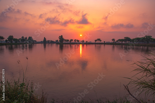 Landscape with sunset